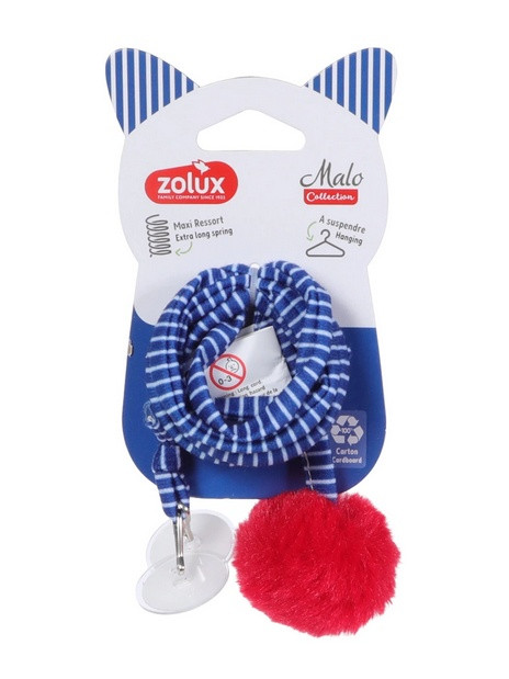 Zolux Zabawka zawieszana dla kota Pompon ze sprężyną Malo 80cm niebieski