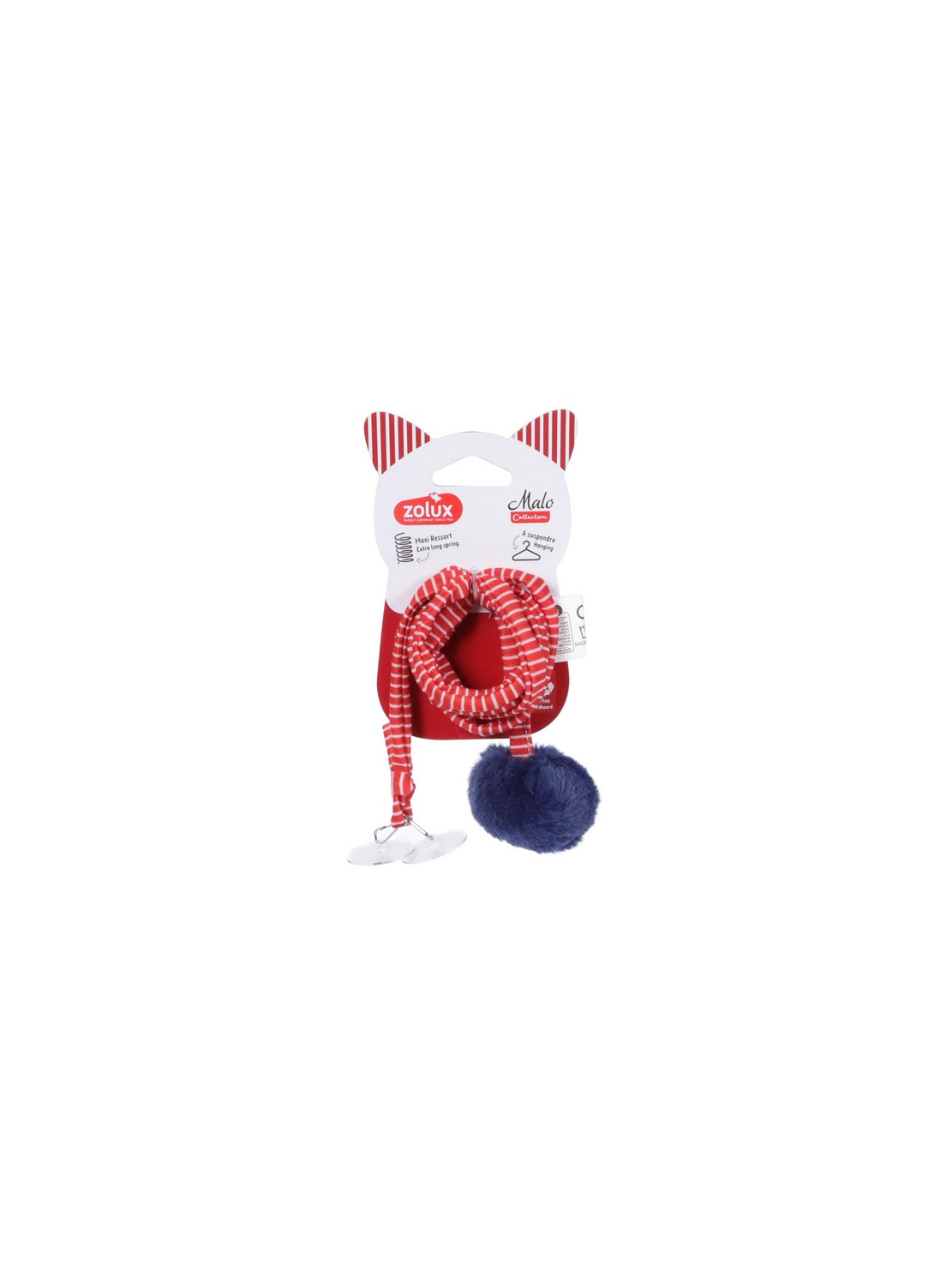 Zolux Zabawka zawieszana dla kota Pompon ze sprężyną Malo 80cm czerwony