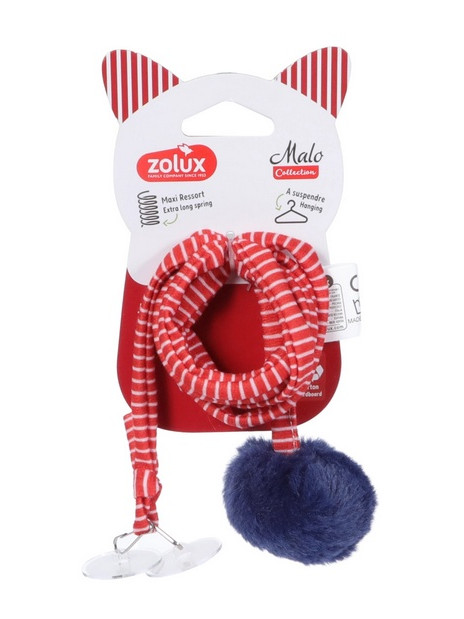Zolux Zabawka zawieszana dla kota Pompon ze sprężyną Malo 80cm czerwony