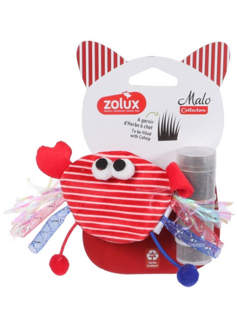Zolux Zabawka dla kota Krab na kocimiętkę z wkładem Malo czerwony