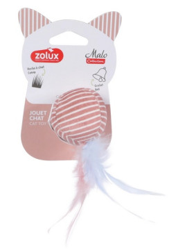Zolux Zabawka dla kota Piłka z piórkami Malo 4cm różowa