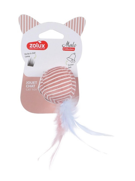 Zolux Zabawka dla kota Piłka z piórkami Malo 4cm różowa