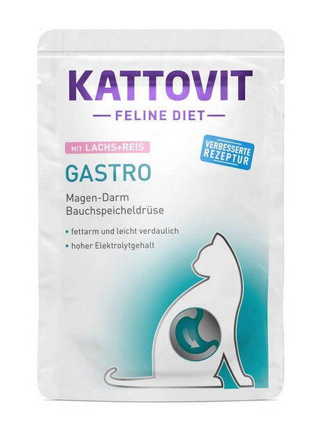 Kattovit Feline Diet Gastro łosoś i ryż saszetka 85g