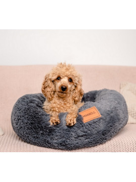 MIMIKO Pets Legowisko Shaggy okrągłe L 60cm grafitowe