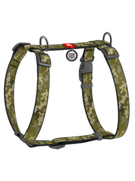 Collar WauDog Nylon Szelki nylonowe anatomiczne w kształcie litery H, z QR-paszportem, plastikowy fastex, wzór MILITARY, rozmiar