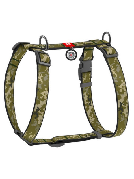 Collar WauDog Nylon Szelki nylonowe anatomiczne w kształcie litery H, z QR-paszportem, plastikowy fastex, wzór MILITARY, rozmiar
