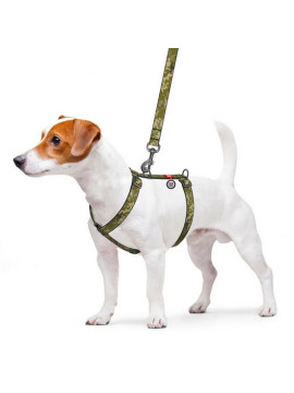 Collar WauDog Nylon Szelki nylonowe anatomiczne w kształcie litery H, z QR-paszportem, plastikowy fastex, wzór MILITARY, rozmiar