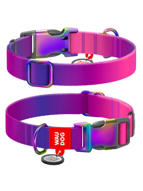 Collar WauDog Recycled Obroża nylonowa z QR-paszportem, gradient L 25mm/33-49cm fioletowy