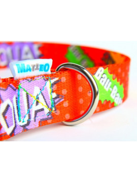 Matteo Obroża Klamra LED 25mm graffiti czerwone