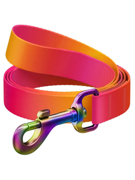 Collar WauDog Recycled Smycz nylonowa, gradient L-XXL 25mm/122cm pomarańczowy