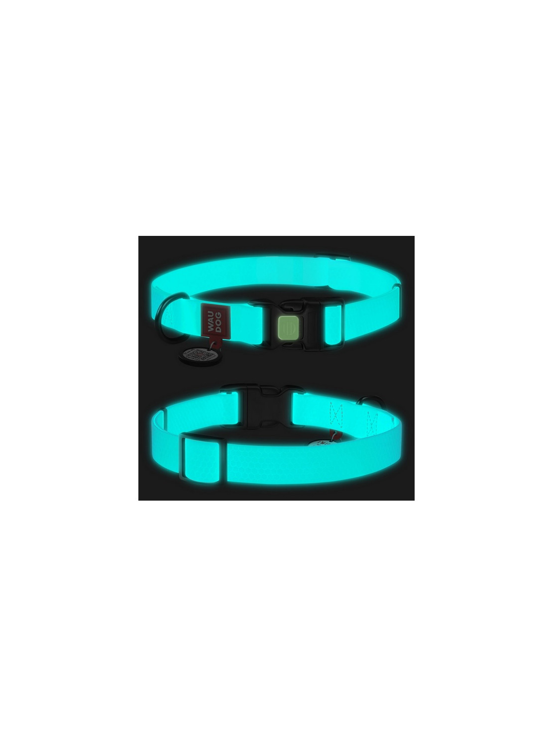 Collar WauDog Waterproof Obroża wodoodporna z QR-paszportem, akumulująca światło, plastikowy fastex, 25mm/34-49cm