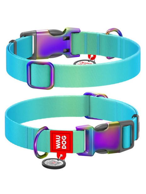 Collar WauDog Recycled Obroża nylonowa z QR-paszportem, gradient S 15mm x 25-35cm niebieski