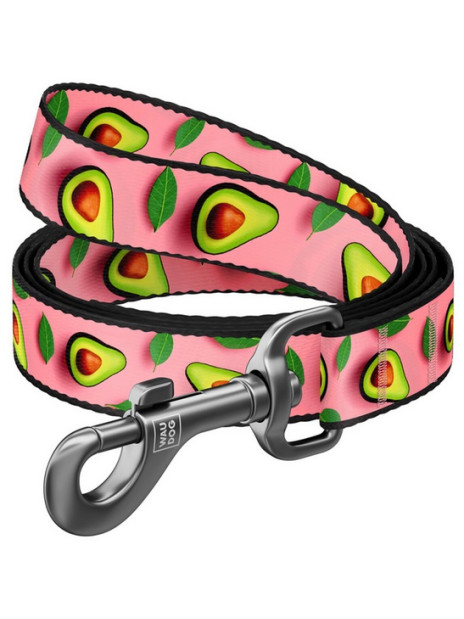 Collar WauDog Nylon Smycz nylonowa M 20mm/200cm, wzór AWOKADO NA RÓŻU