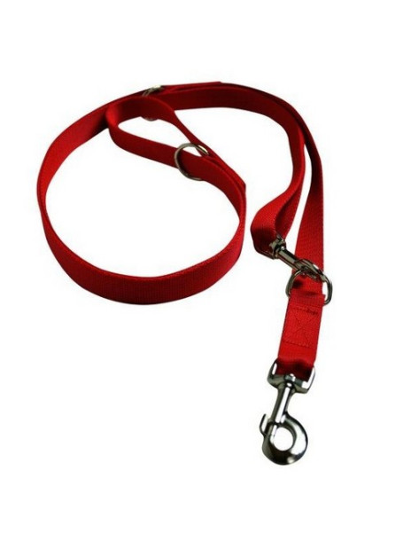 CHABA Smycz taśma regulowana - 10mm x 130/260cm czerwona