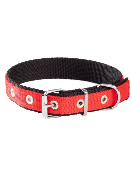 Dingo Obroża taśma polipropylenowa podwójnie zszywana 2,5cm/65cm czerwono-czarna