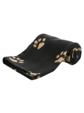 Trixie Koc 100x70cm Czarny w beżowe łapki [37192]