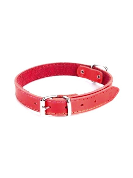 Dingo Obroża skórzana podszyta filcem 1,0x33cm czerwona