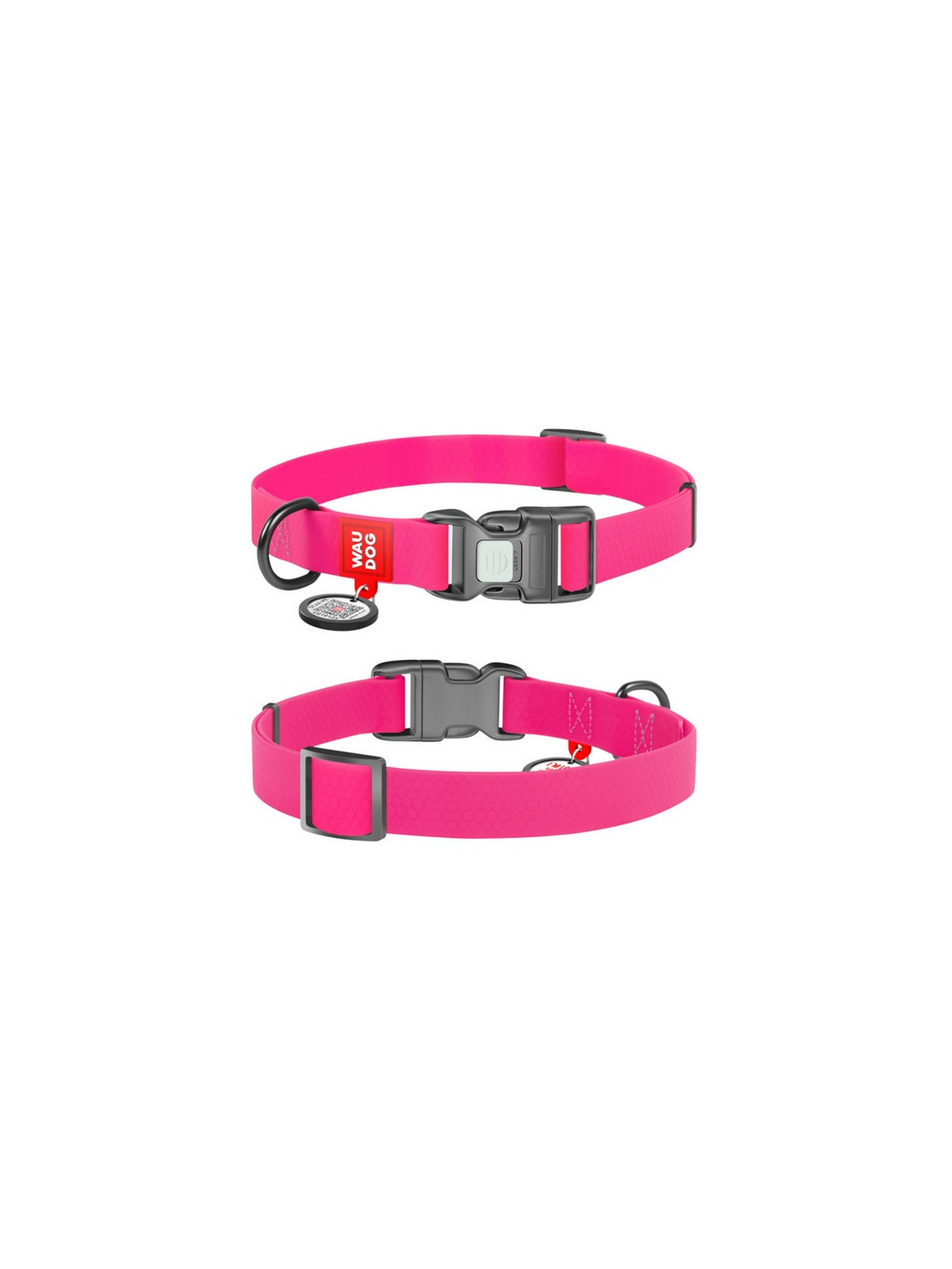 Collar Waterproof Obroża wodoodporna z QR-paszportem, plastikowy fastex, S 15mm/25-35cm różowa