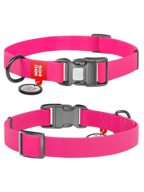 Collar Waterproof Obroża wodoodporna z QR-paszportem, plastikowy fastex, S 15mm/25-35cm różowa