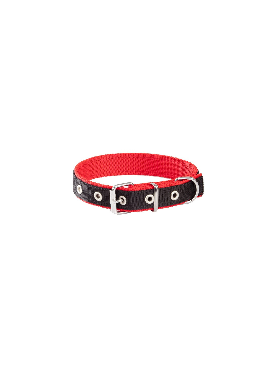 Dingo Obroża taśma polipropylenowa podwójnie zszywana 2,5cm/50cm czarno-czerwona