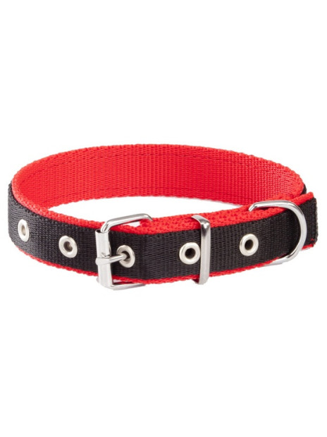 Dingo Obroża taśma polipropylenowa podwójnie zszywana 2,5cm/50cm czarno-czerwona