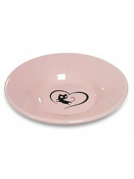Yarro/Moderna Miska ceramiczna dla kota z serduszkiem różowa [Y2751]