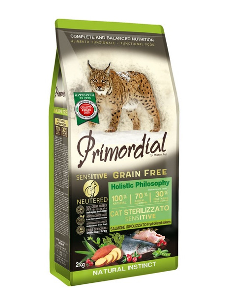 Primordial Cat Grain Free Neutered Sensitive Salmon 2kg