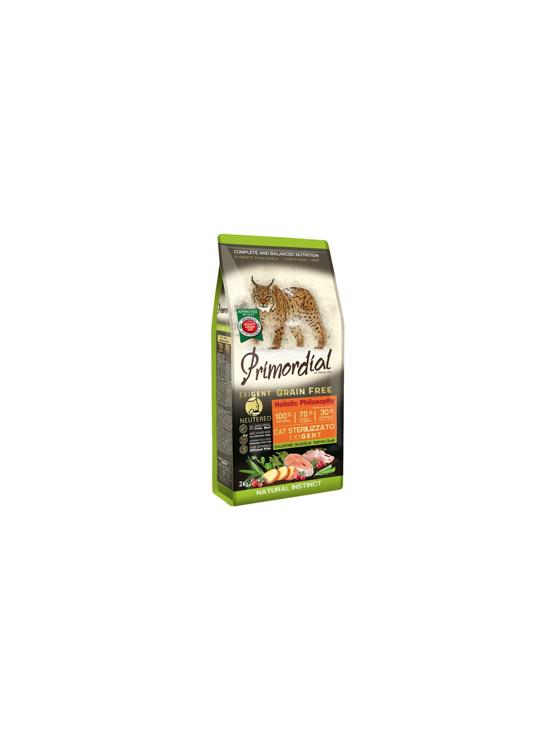 Primordial Cat Grain Free Neutered Exigent Salmon & Quail 2kg