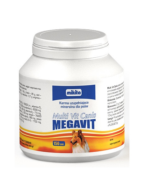 Mikita Megavit Multi-Vit Canis - witaminy, minerały i aminokwasy dla psów 150 tabl.