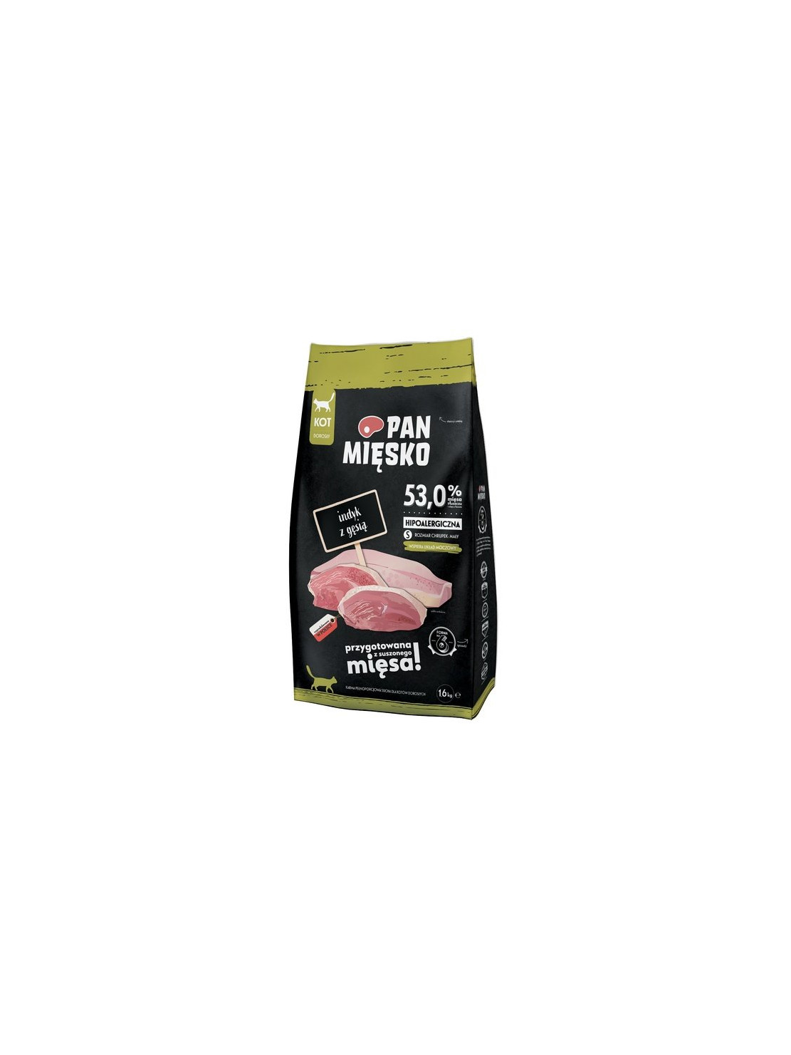 Pan Mięsko Karma sucha dla kota - indyk i gęś chrupki S 1,6kg