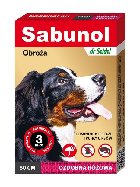 Sabunol GPI Obroża przeciw pchłom dla psa ozdobna różowa 50cm