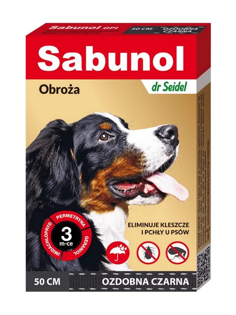 Sabunol GPI Obroża przeciw pchłom dla psa ozdobna czarna 50cm
