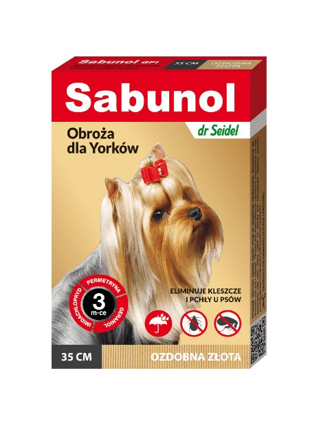 Sabunol GPI Obroża przeciw pchłom dla yorka ozdobna złota 35cm