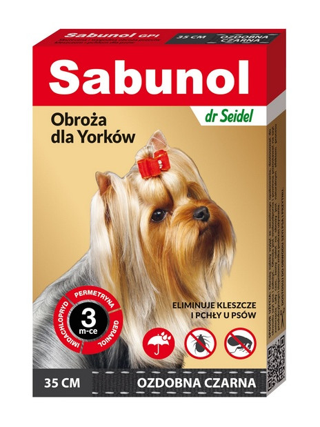 Sabunol GPI Obroża przeciw pchłom dla yorka ozdobna czarna 35cm