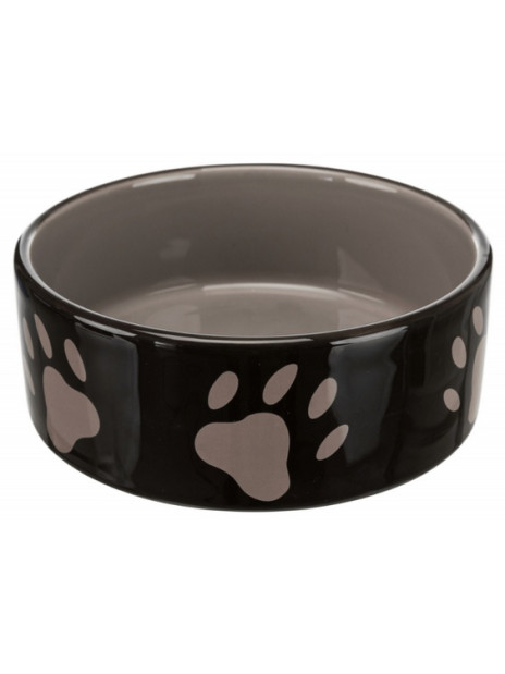Trixie Miska ceramiczna czarna w szare łapki 0,3L/12cm [TX-24531]