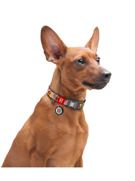 Collar WauDog Nylon Obroża nylonowa z QR-paszportem, plastikowy fastex, wzór AWOKADO NA RÓŻU, M 20mm/28-40cm
