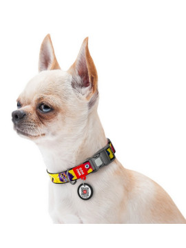 Collar WauDog Nylon Obroża nylonowa z QR-paszportem, plastikowy fastex, wzór FUTRZANE POTWORY, S 15mm/25-35cm