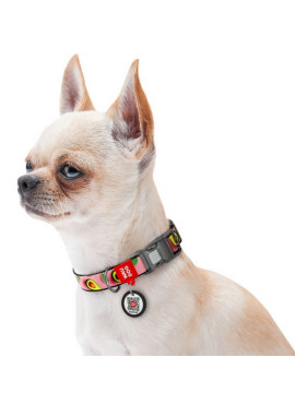 Collar WauDog Nylon Obroża nylonowa z QR-paszportem, plastikowy fastex, wzór AWOKADO NA RÓŻU, S 15mm/25-35cm