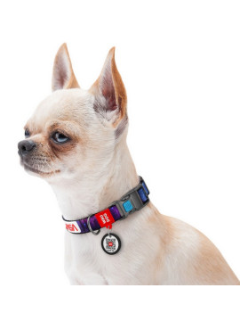 Collar WauDog Nylon Obroża nylonowa z QR-paszportem, plastikowy fastex, wzór NASA21, 15mm/25-35cm