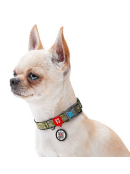 Collar WauDog Nylon Obroża nylonowa z QR-paszportem, plastikowy fastex, wzór MILITARY, S 15mm/25-35cm