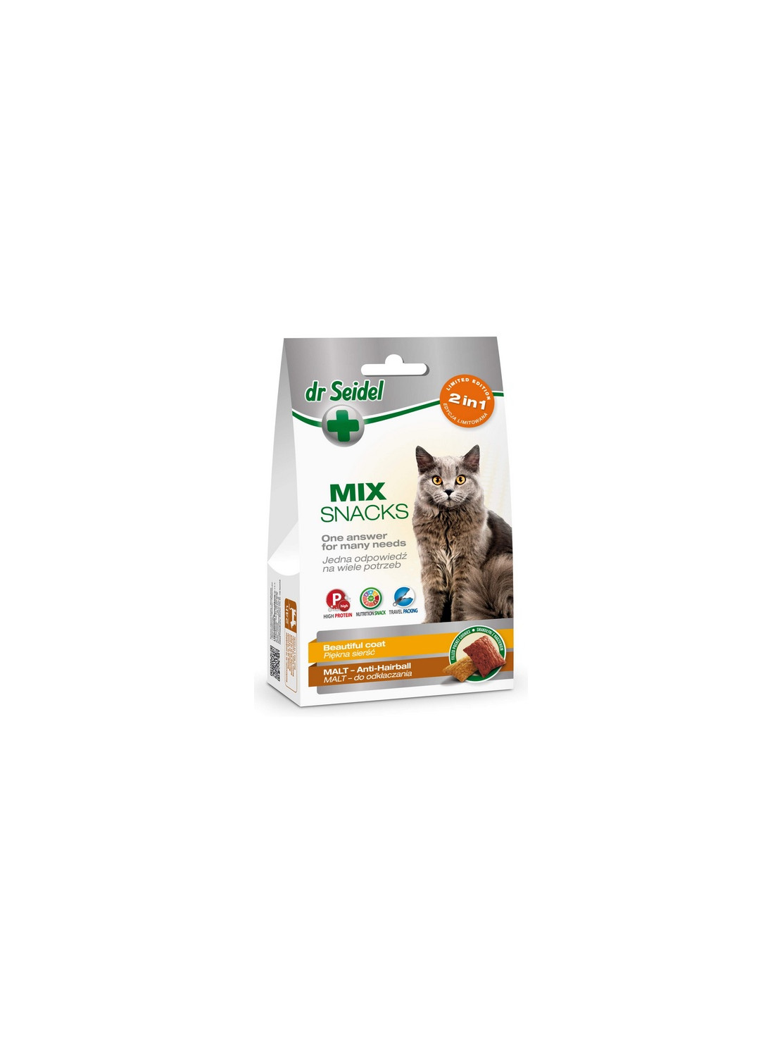 Dr Seidel Smakołyki dla kotów 2w1 malt/sierść 60g