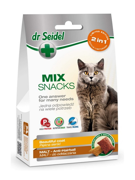 Dr Seidel Smakołyki dla kotów 2w1 malt/sierść 60g