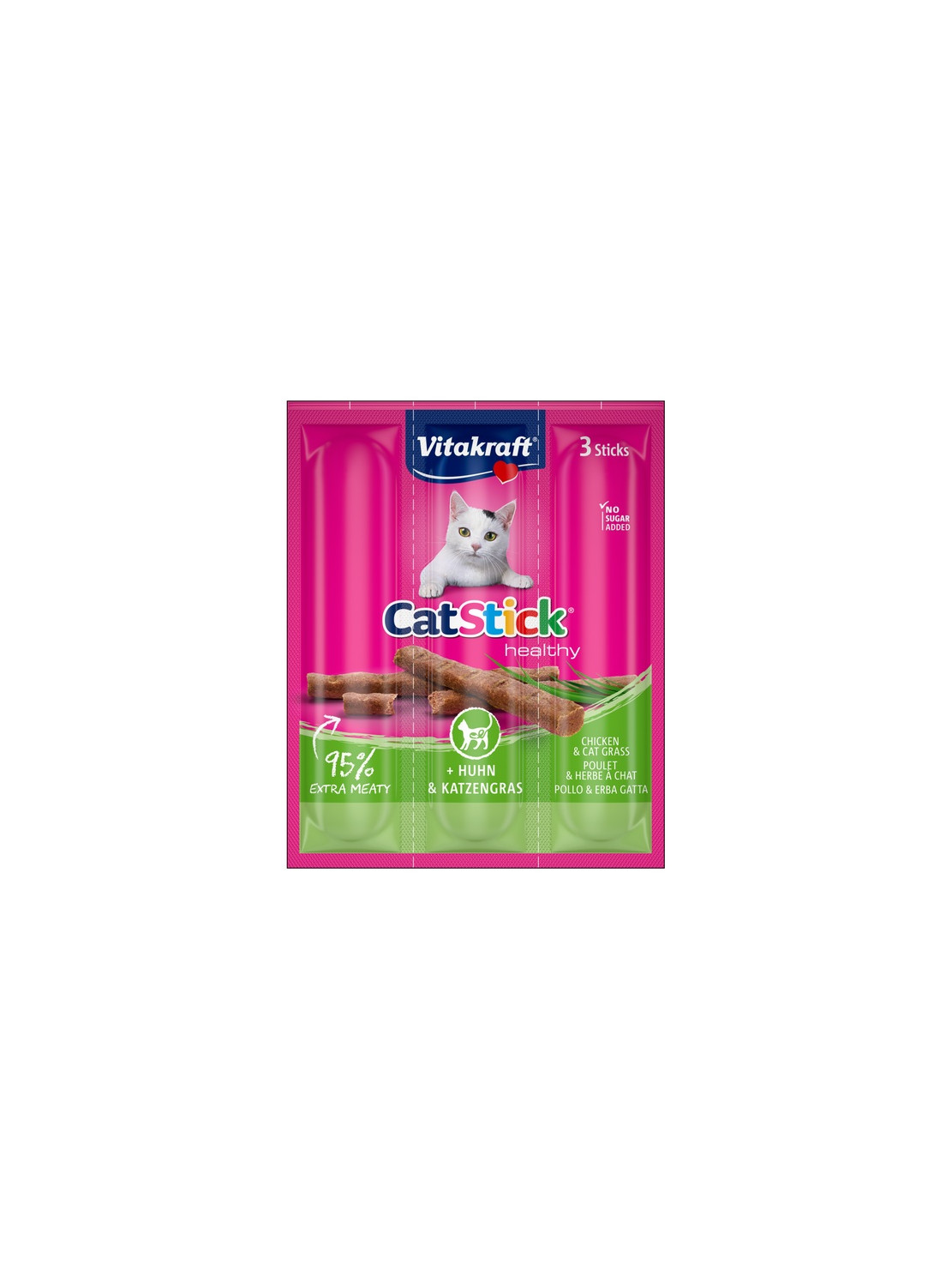 Vitakraft Cat Stick Classic kurczak + kocia trawa 3szt [58896]