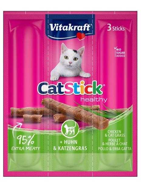 Vitakraft Cat Stick Classic kurczak + kocia trawa 3szt [58896]