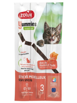 Zolux Yummies Miękki przysmak dla kota - Pałeczki Łosoś & Pstrąg 3x5g