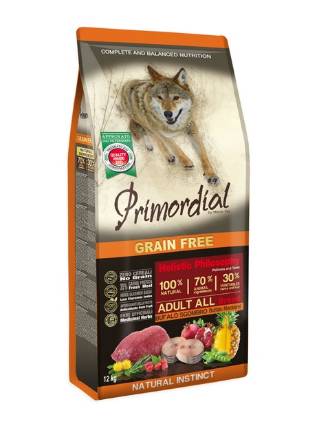 Primordial Dog Grain Free Adult Buffalo & Mackerel 12kg