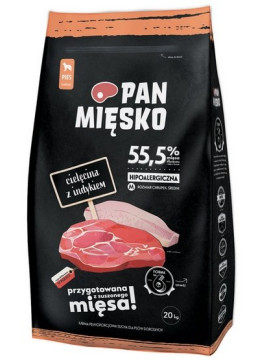 Pan Mięsko Karma sucha dla psa - cielęcina i indyk chrupki M 20kg