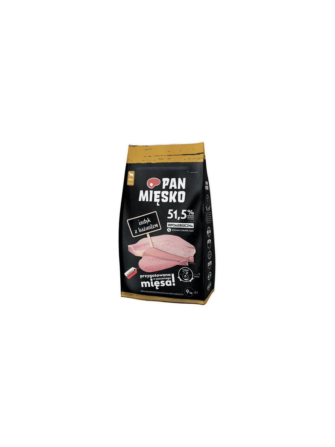 Pan Mięsko Karma sucha dla psa - indyk i bażant chrupki S 9kg