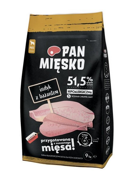 Pan Mięsko Karma sucha dla psa - indyk i bażant chrupki S 9kg