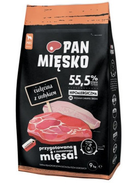 Pan Mięsko Karma sucha dla psa - cielęcina i indyk chrupki M 9kg